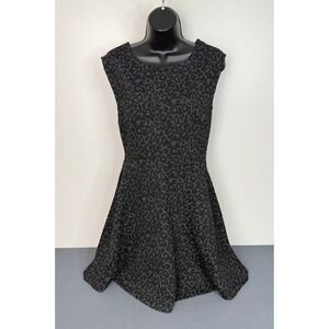 LOFT Women's Cheetah Print Fit & Flare Mini Dresss Black Size 0 Party Cocktail